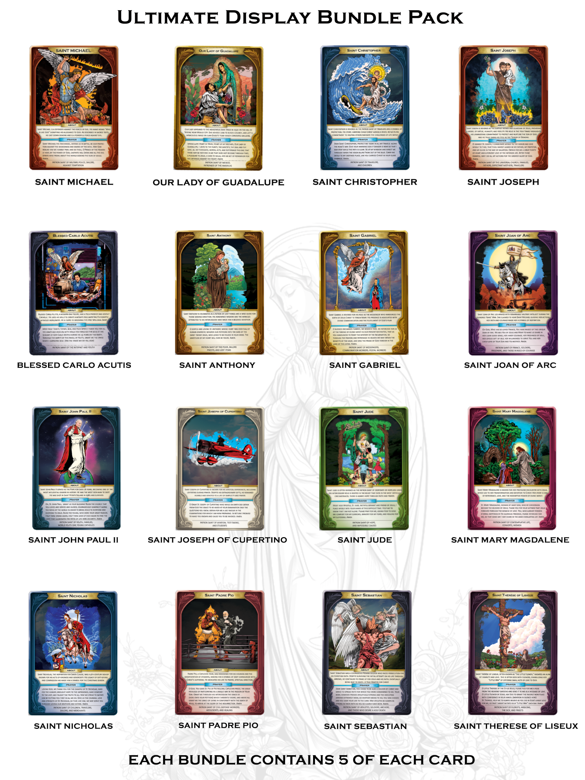 Holographic Prayer Cards Ultimate Bundle | 100 Cards + Display Case