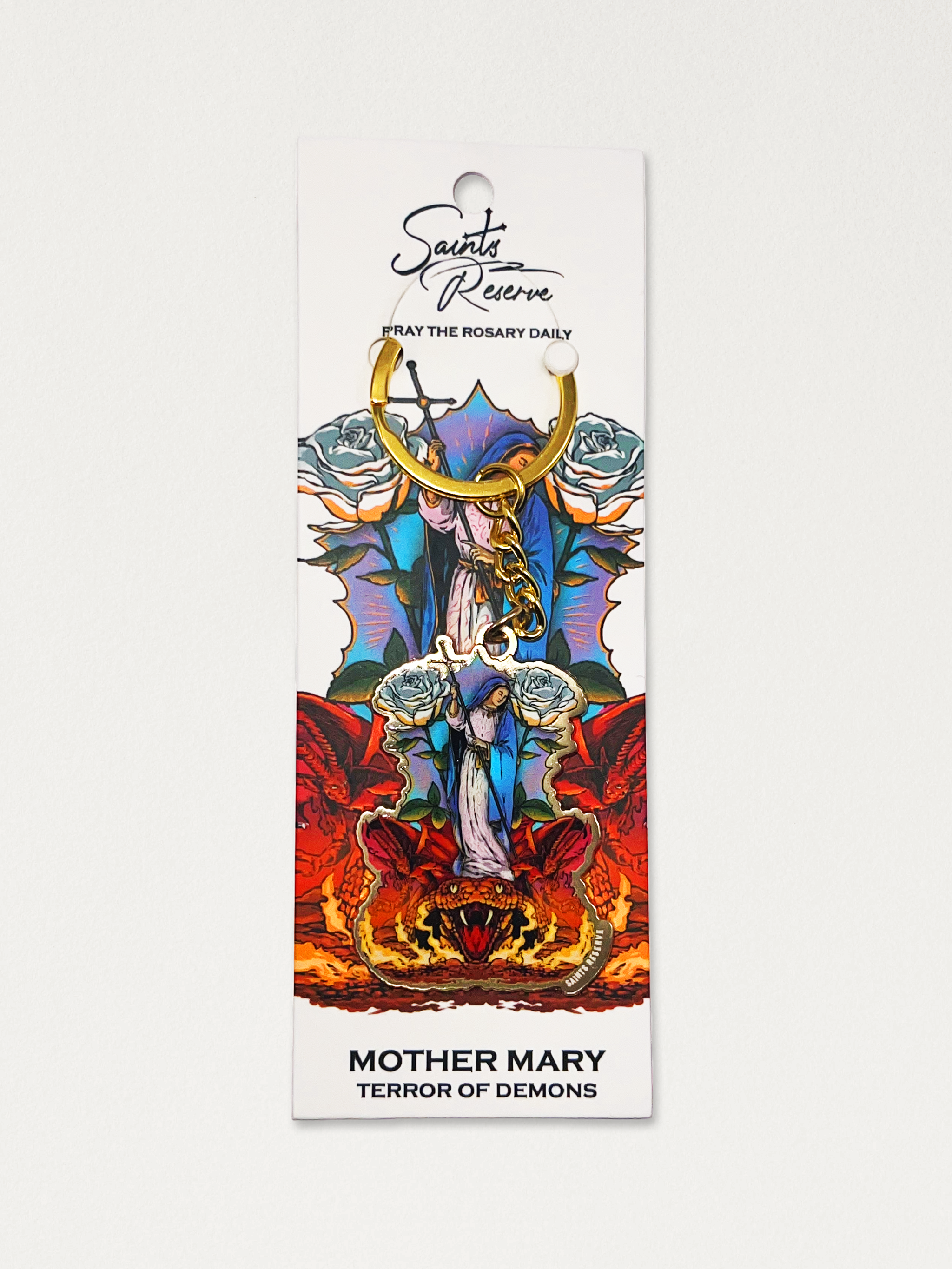Mother Mary Terror of Demons Keychain